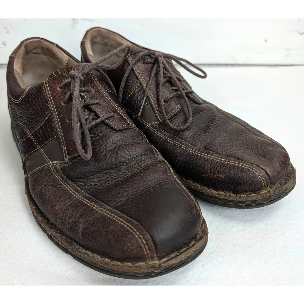 Clarks 86235 Men 10M Brown Leather Lace Up Bicycle Toe Oxford Shoes